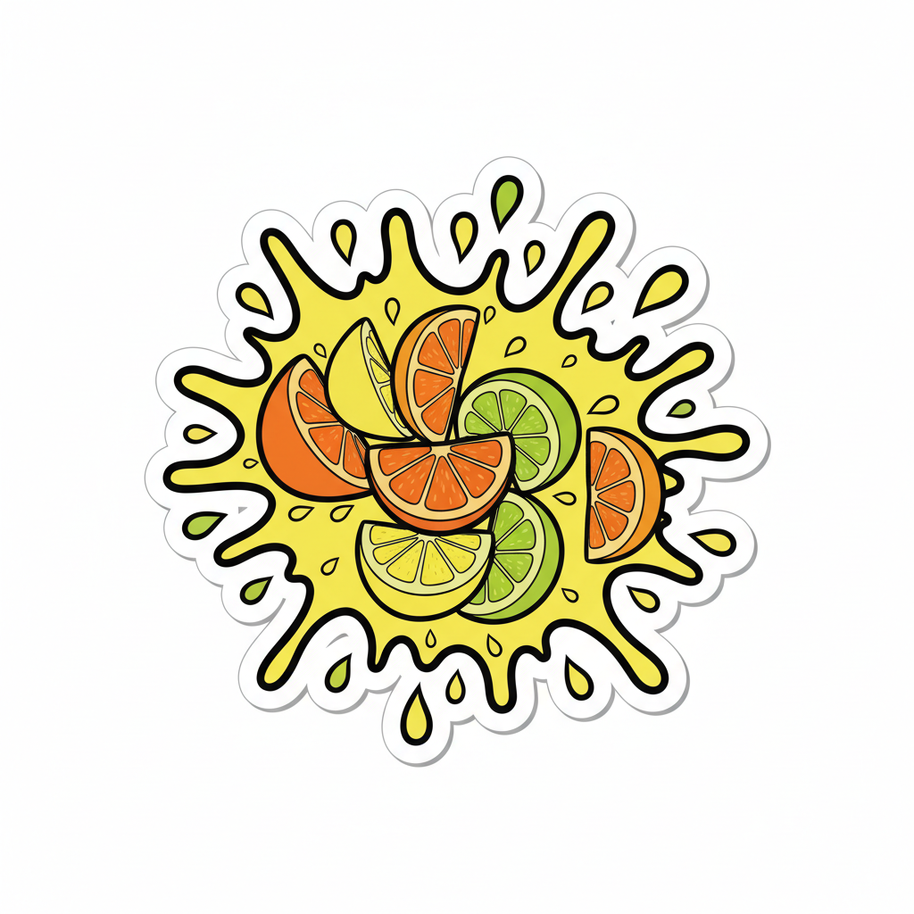 August 2025 Citrus Burst sticker drop - sold out tropical fruit vinyl sticker pack