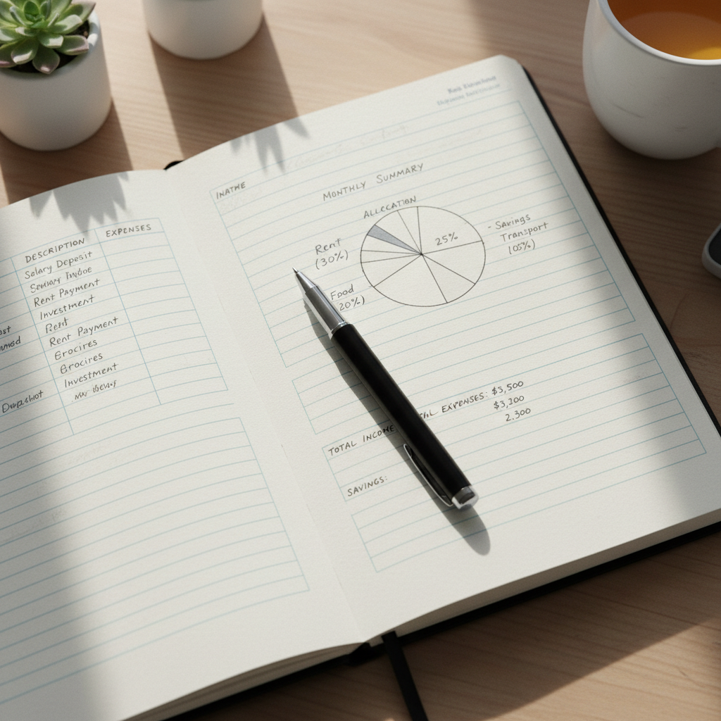 Open invoice book showing clean printed pages on bright well-lit office desk