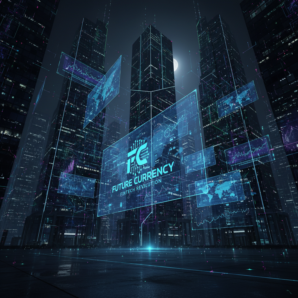 Fintech brand campaign with dark cinematic visual identity and data visualization