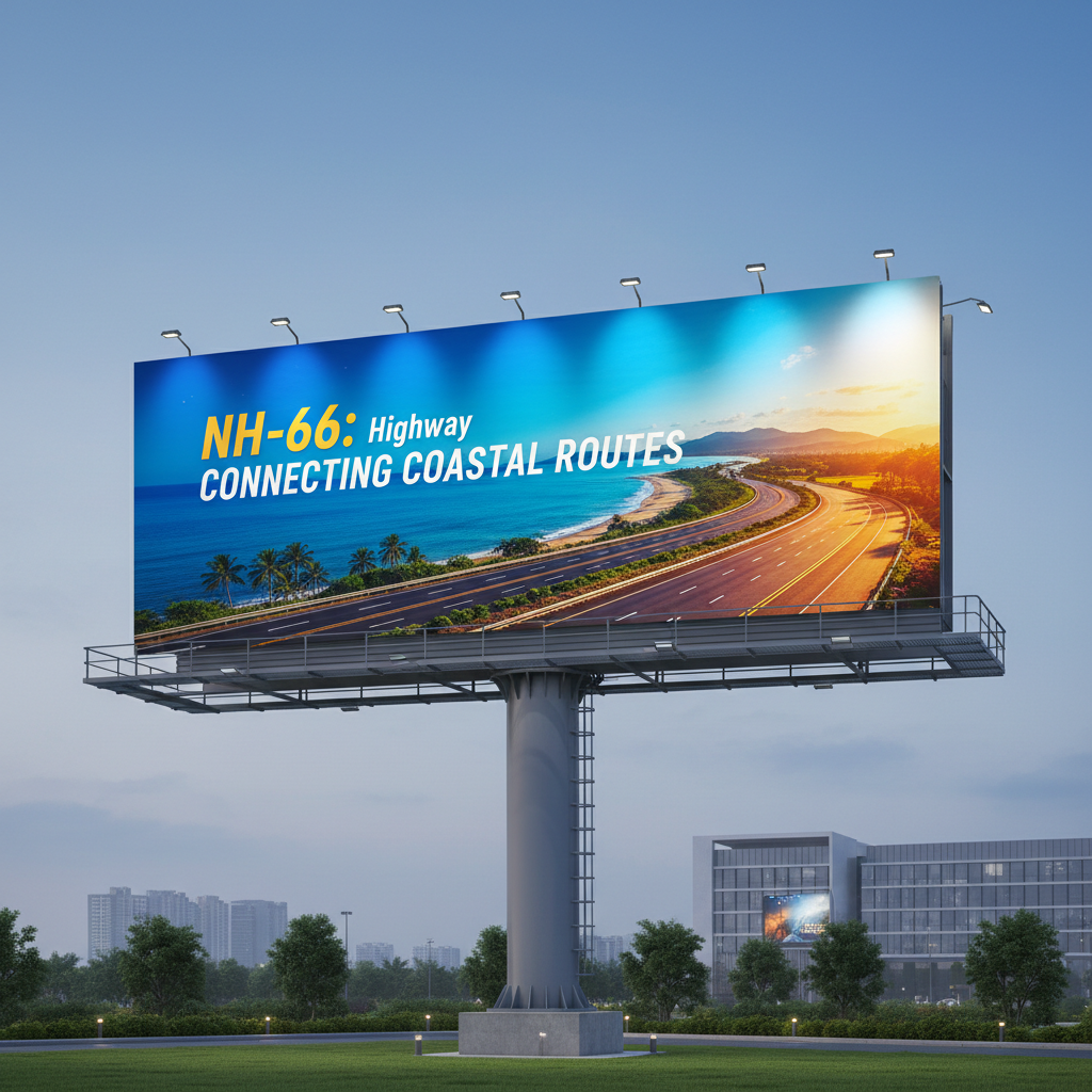 After installation photo of NH-66 Highway billboard featuring vibrant large format advertising with professional mounting