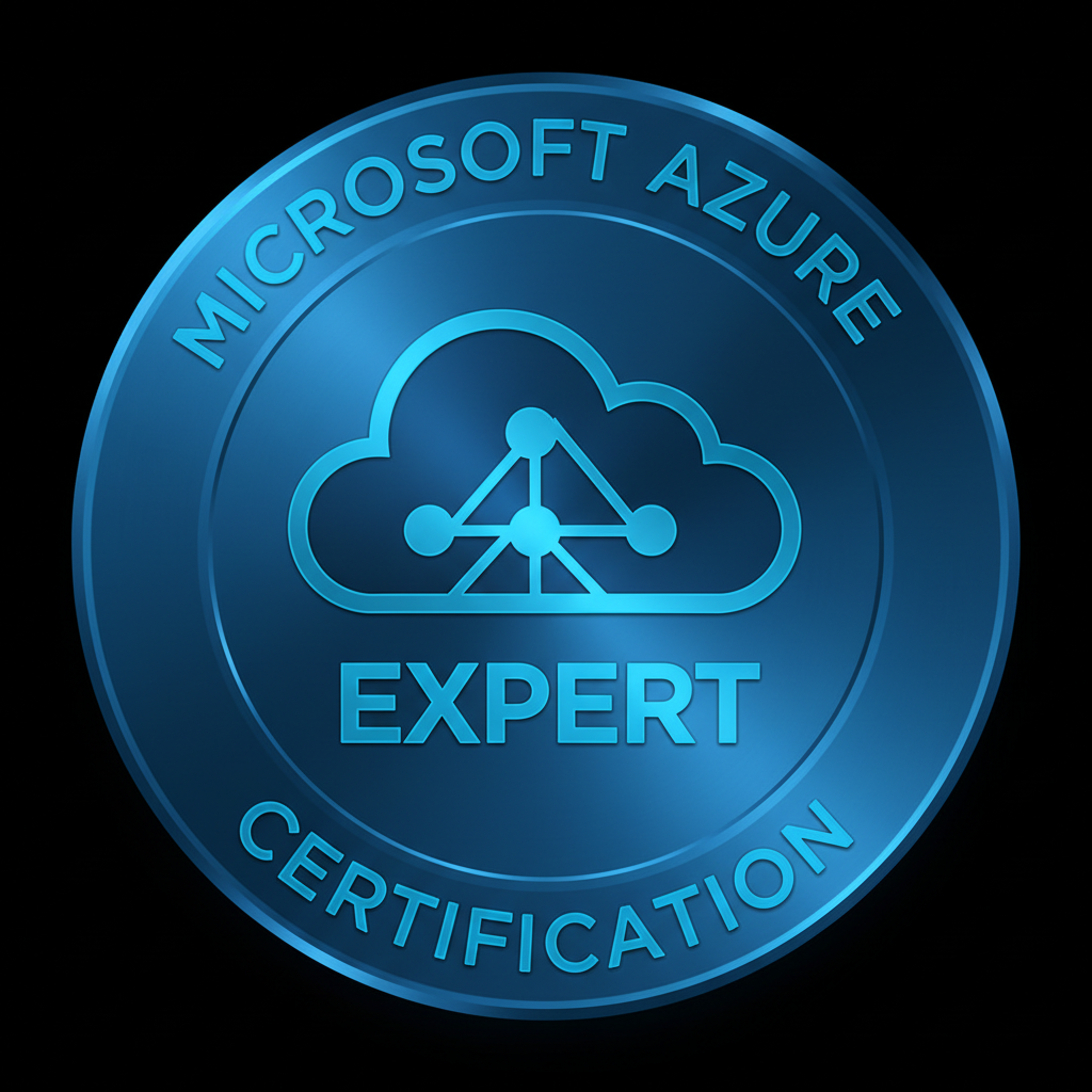 Microsoft Azure certification logo with blue cloud symbol and Microsoft branding
