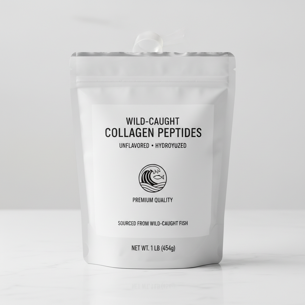 Premium collagen supplement in elegant white packaging