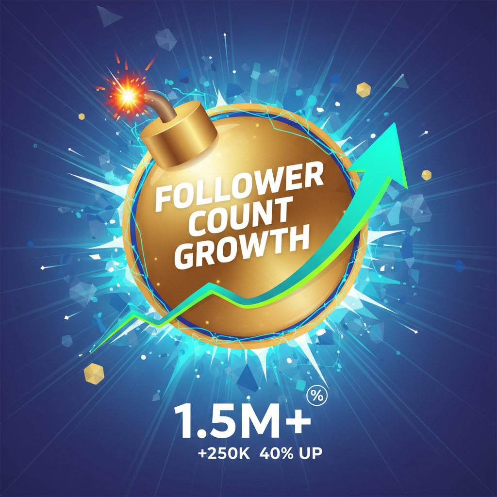 Stat bomb template showing follower count growth with upward trend visual
