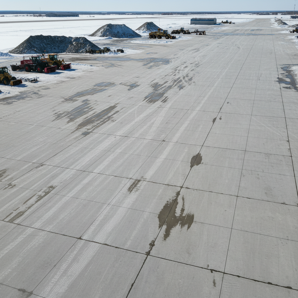 Aerial view of completed ice removal showing clean concrete surface ready for next event