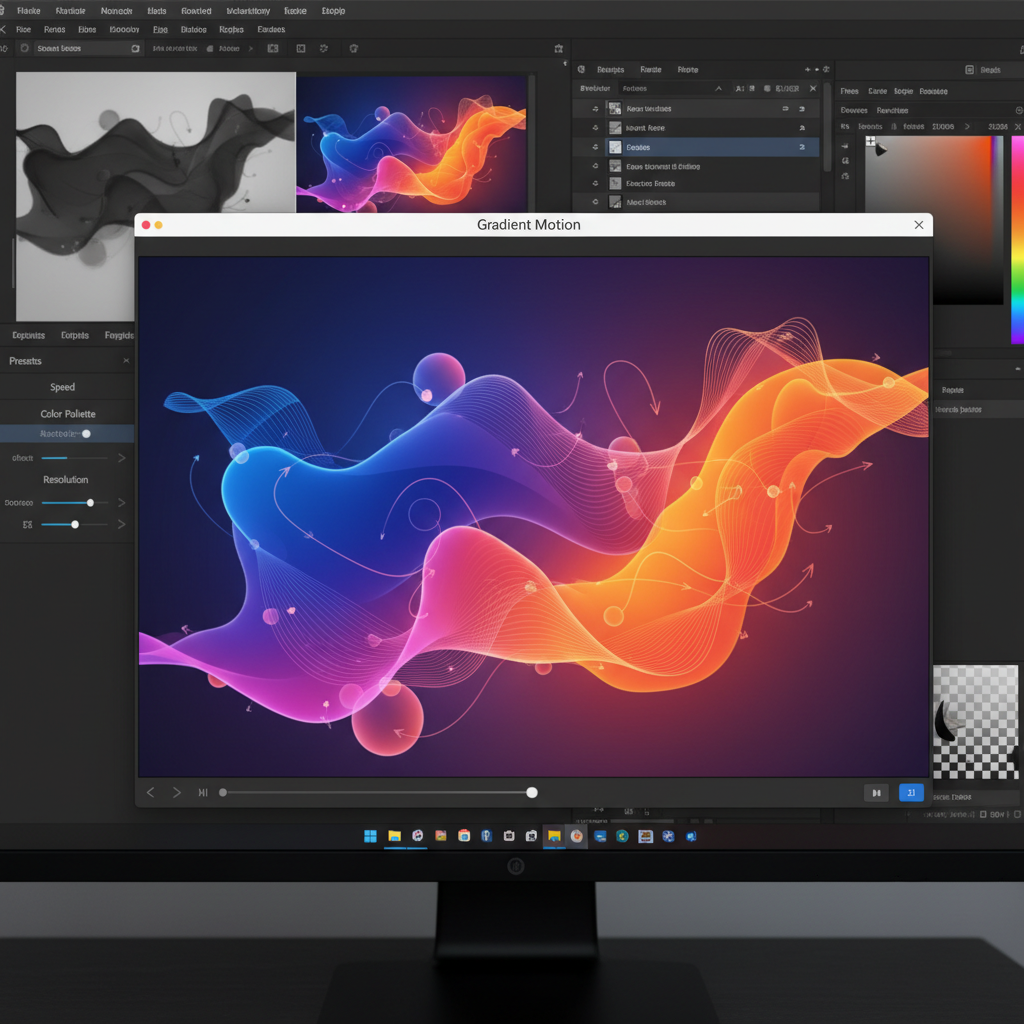 Gradient Motion plugin showing colorful animated gradient mesh preview