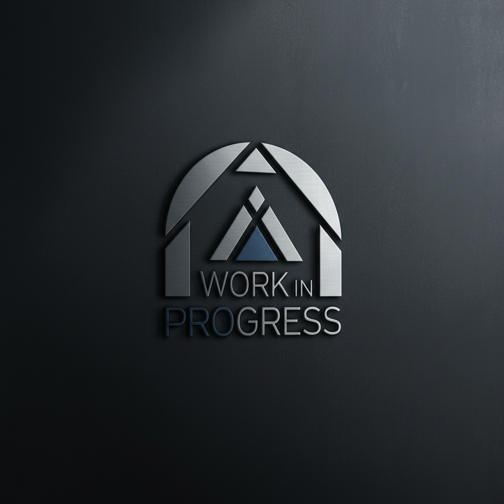 Premium brand design work in progress on dark architectural surface with precise geometric composition