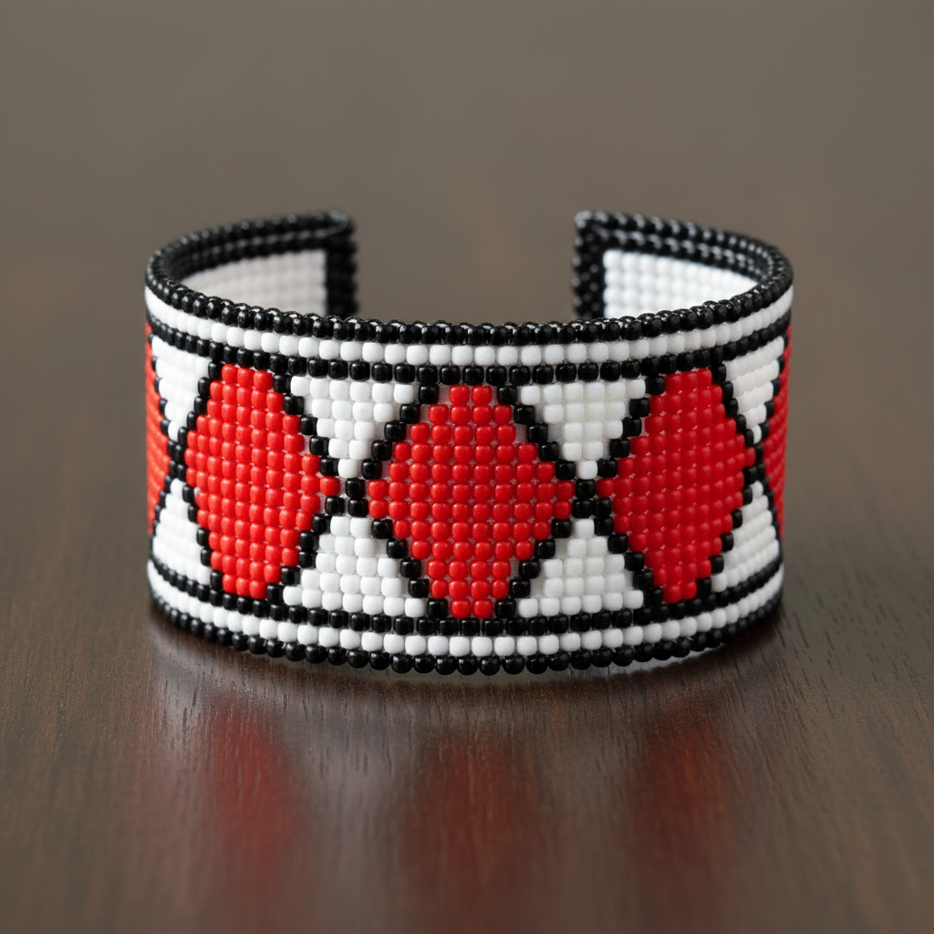 Set of three colourful Zulu beaded bracelets in traditional patterns