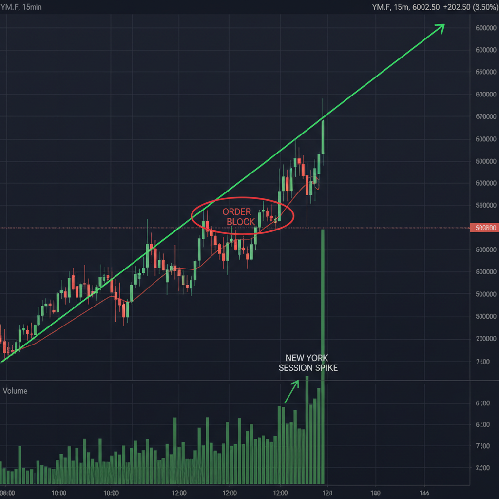 USD/JPY 15-minute chart showing bearish order block retest with sell-side liquidity target below