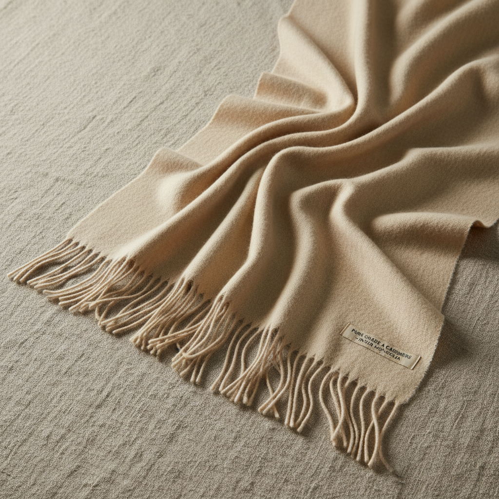 Pashmina wrap in natural ivory — heritage piece crafted from the finest Himalayan cashmere with hand-woven border