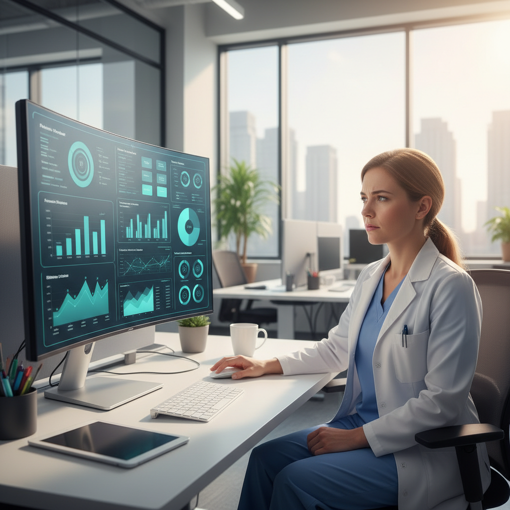 Medical billing dashboard showing clean claim rate metrics, denial tracking, and revenue cycle performance indicators