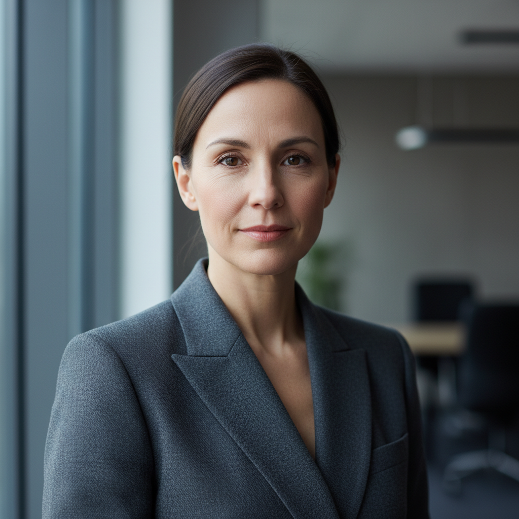 Woman in structured blazer without accessory