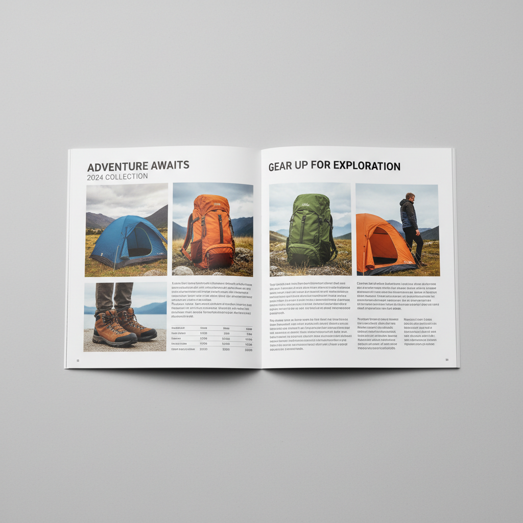 Professional printed catalog and brochures on dark background