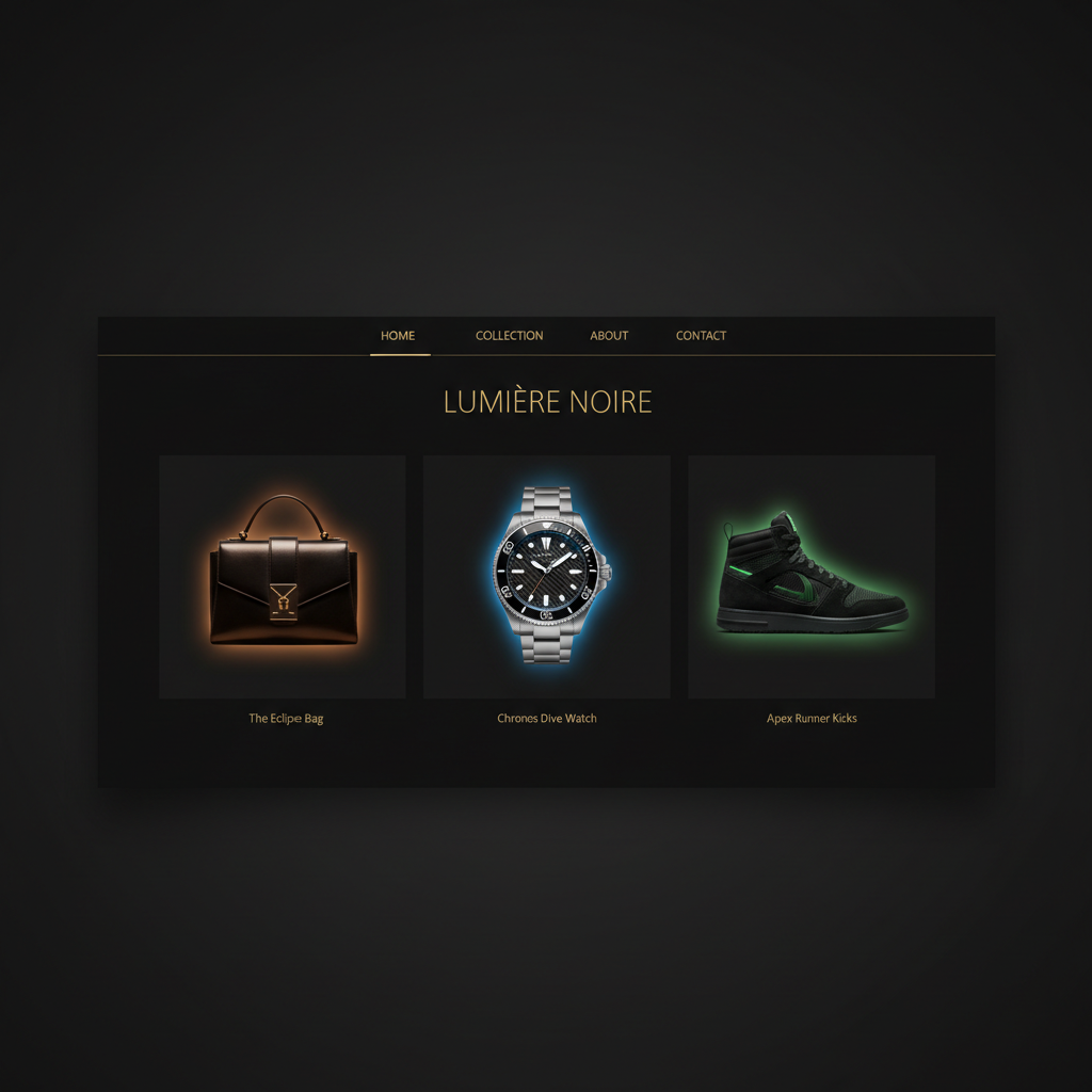 Bright luxury fashion e-commerce storefront with product display