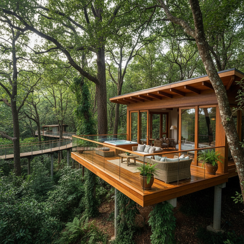 Canopy House treehouse retreat with elevated timber suites surrounded by ancient rainforest canopy
