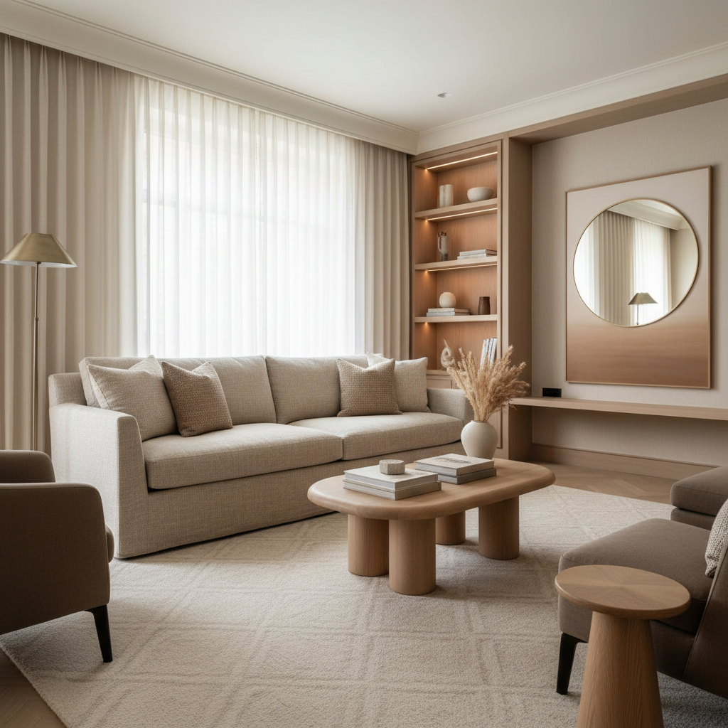 JLM Interior luxury design — living room with warm tones