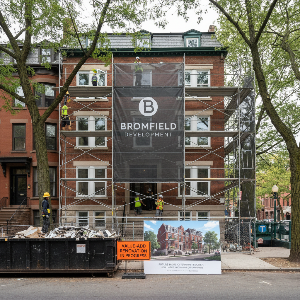 Real estate investment property in Greater Boston undergoing value-add renovation by Bromfield Development team
