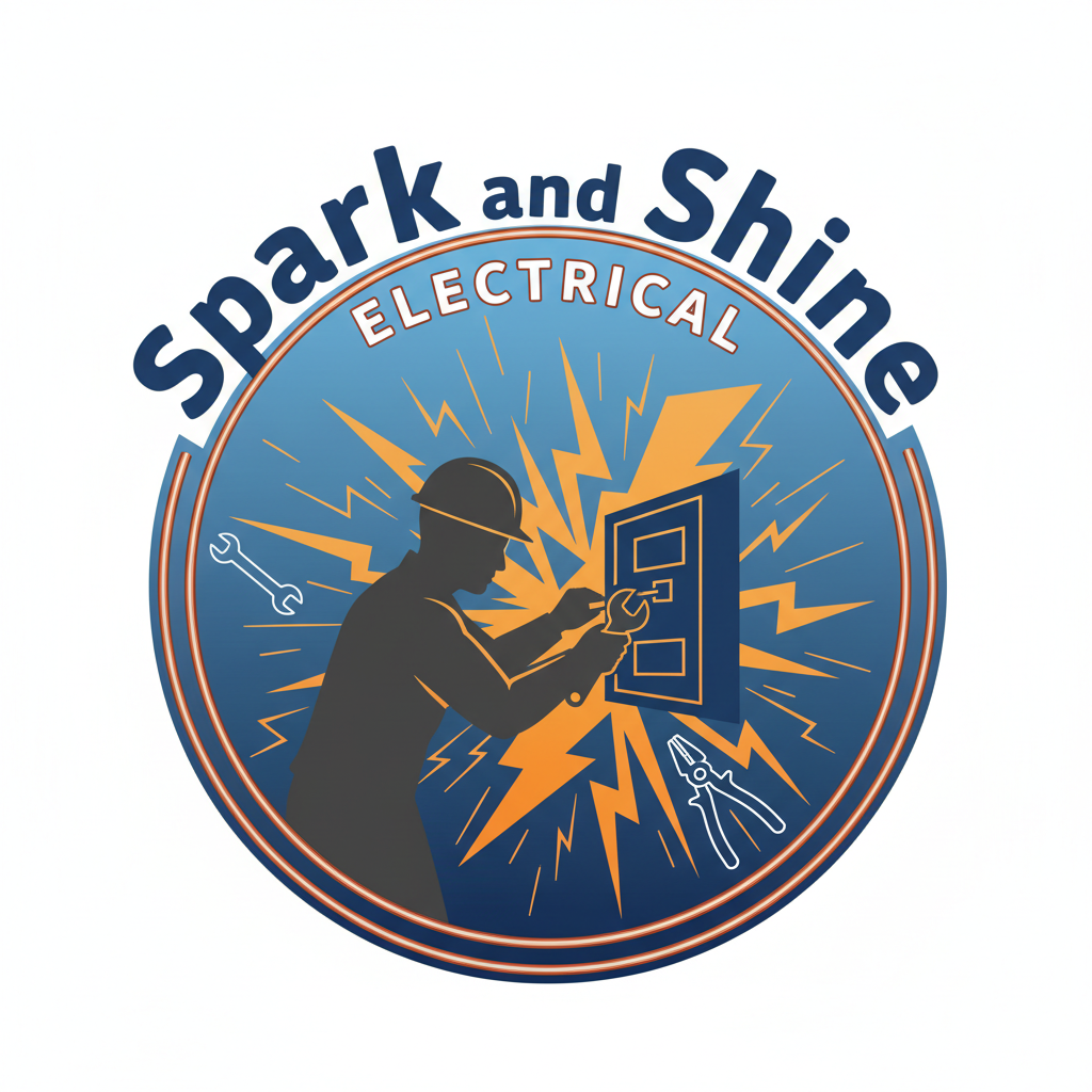Spark and Shine Electrical business logo showing an electrician at work