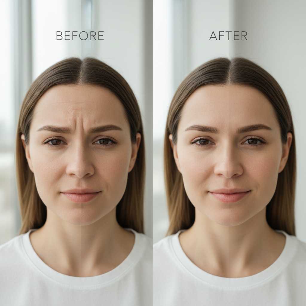 Before botox treatment — natural appearance with visible forehead lines