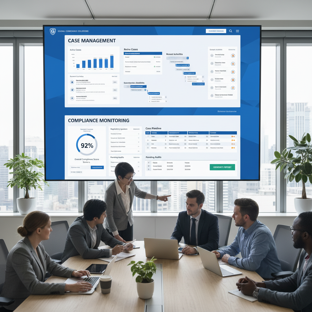 Internal team portal showing case management and compliance monitoring tools