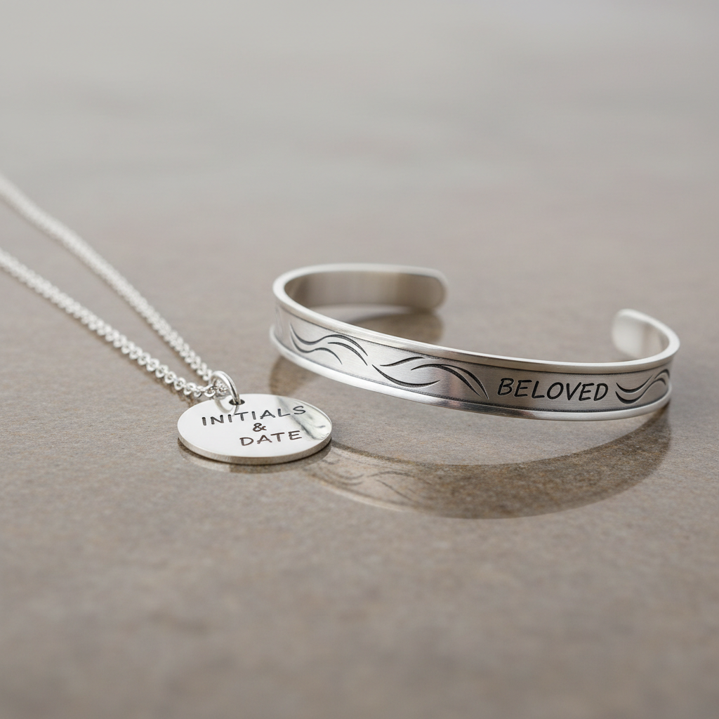 Personalised silver jewellery - custom engraved oxidised silver pieces