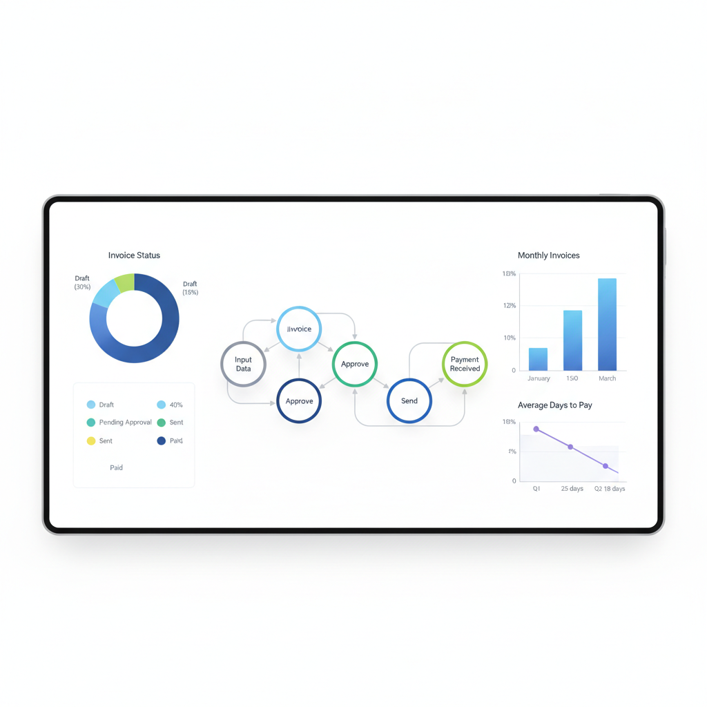 Payment dashboard interface with charts and transaction data on white background