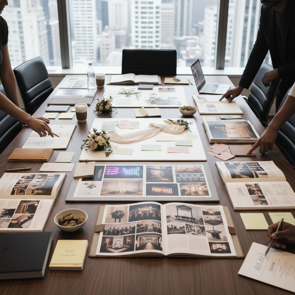 Interior design planning materials and mood boards for budget planning guide