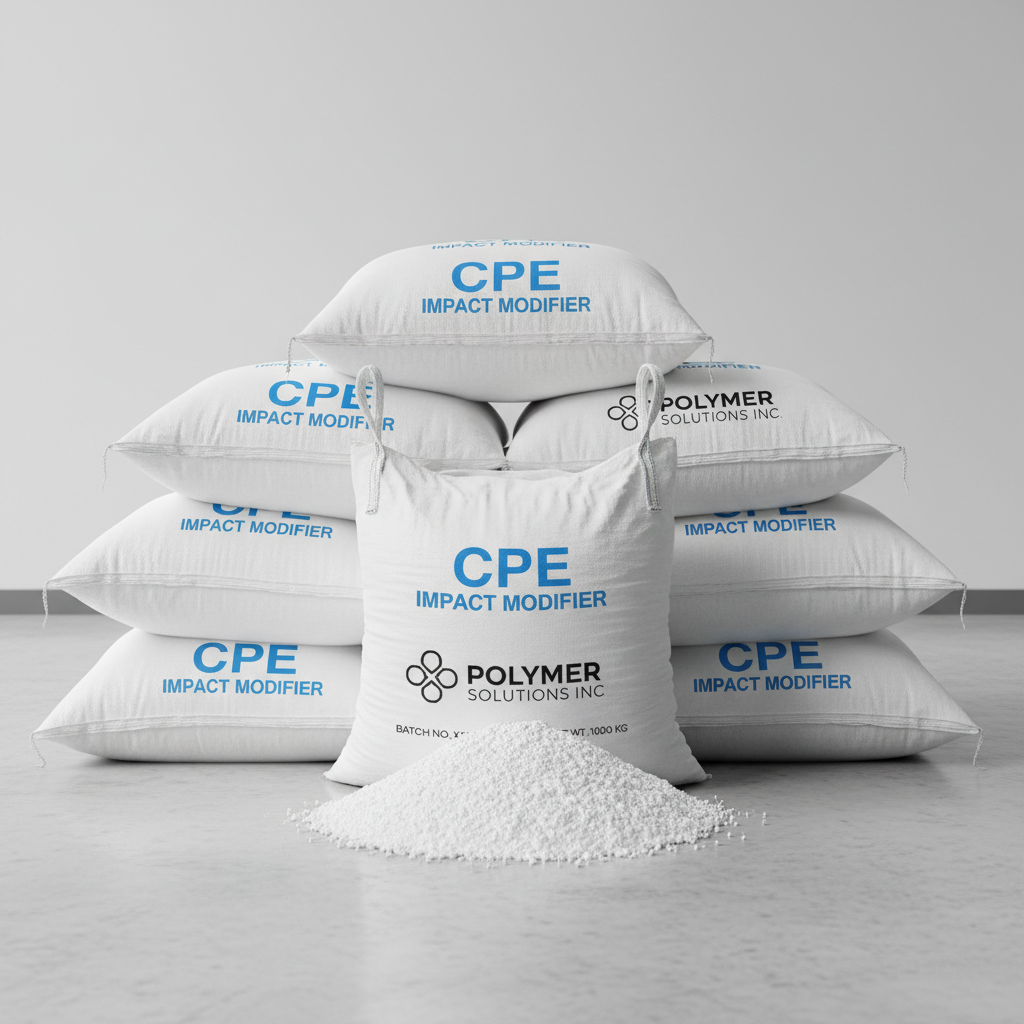 White CPE impact modifier powder in industrial bags