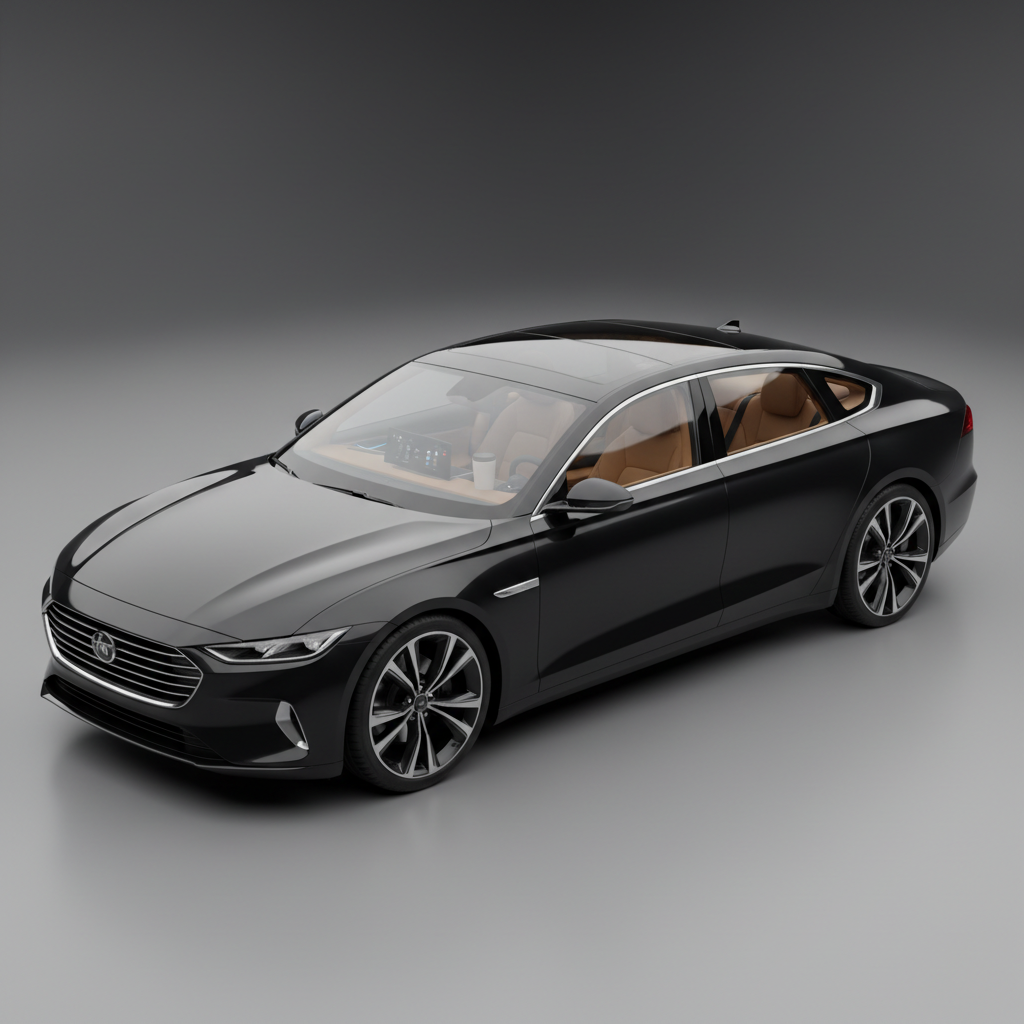 Full-size dark sedan representing Cruvora LLC full-size rental category for spacious comfortable travel