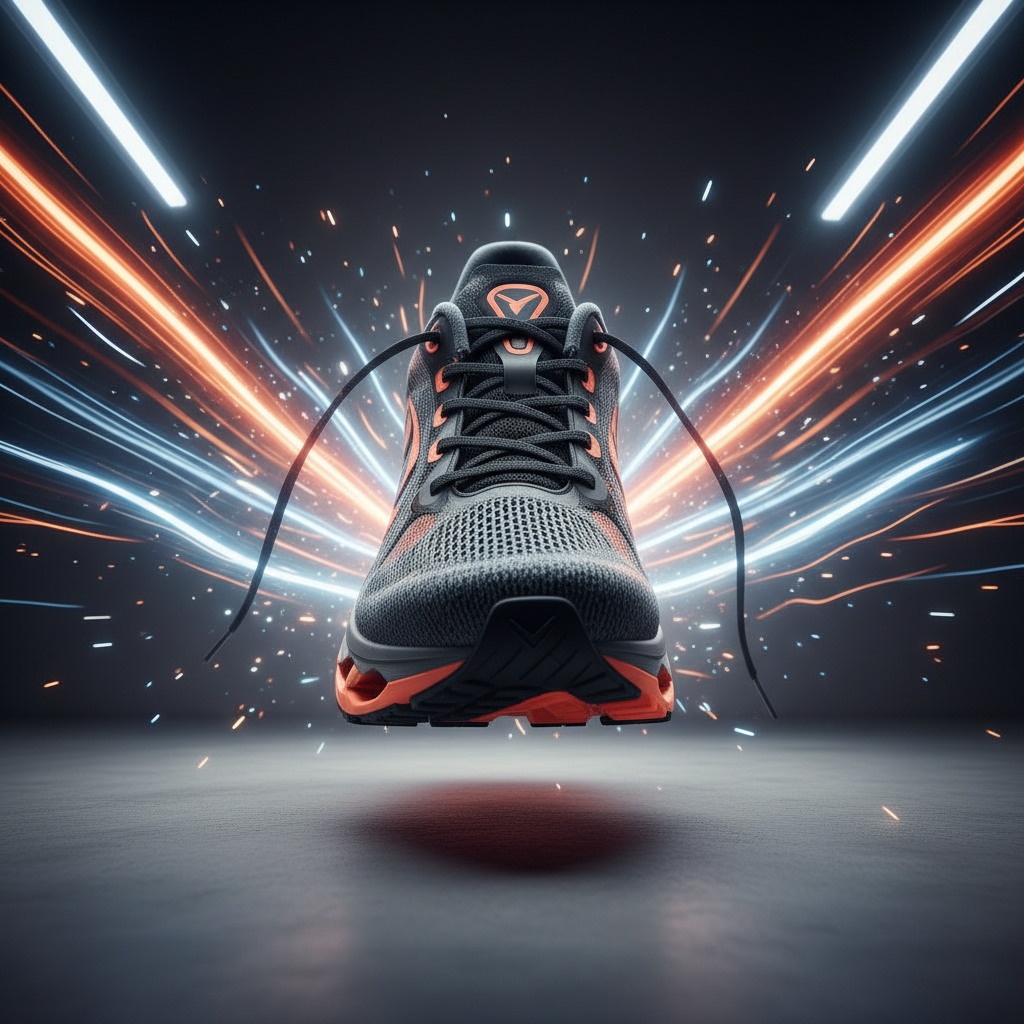 Athletic footwear TikTok UGC hook video thumbnail with bold motion blur effect