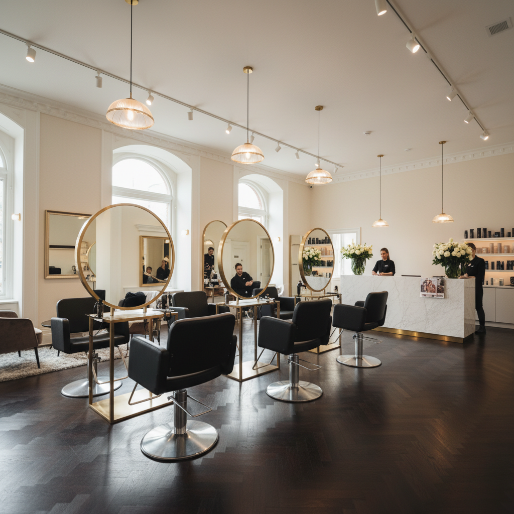 Luxe Beauty Studio salon website design with elegant interior lighting and luxury ambiance
