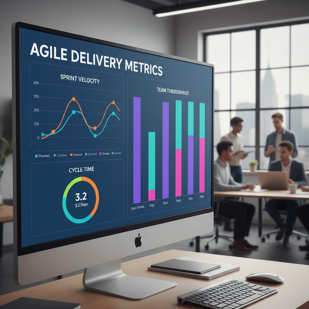 Linear analytics dashboard showing team velocity chart, issue completion rate, and cycle metrics