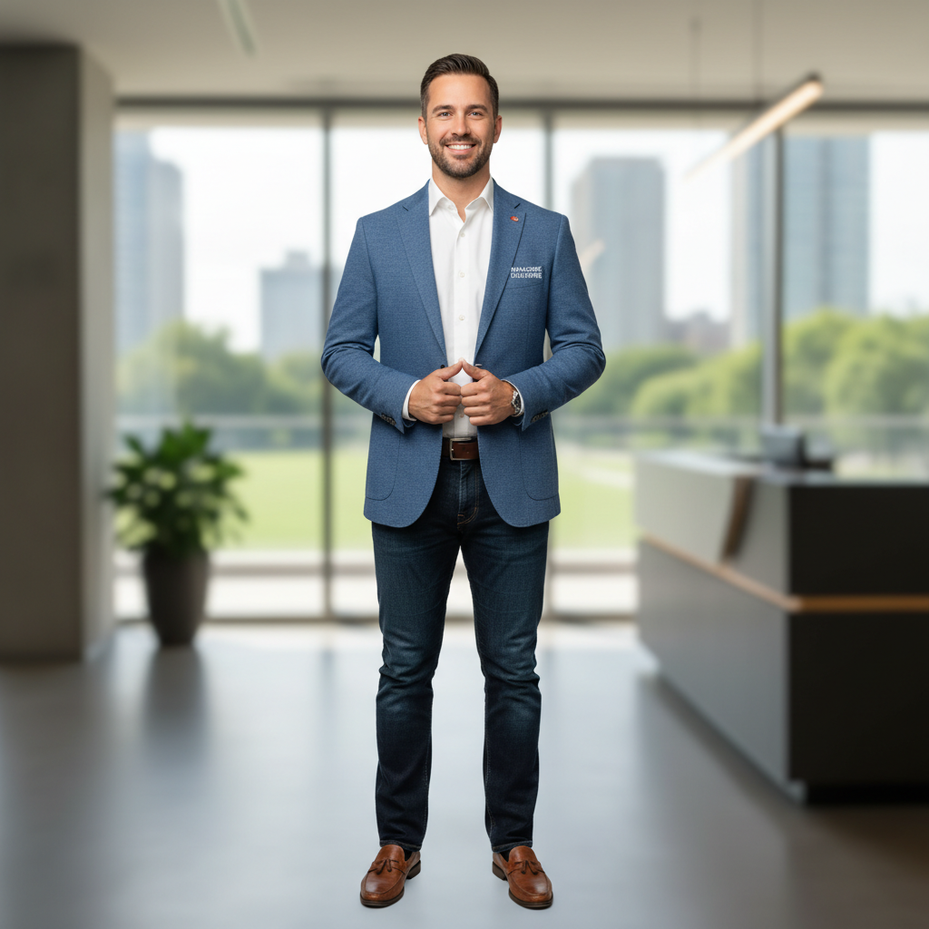 James Kowalski, male franchise operator in casual business attire with warm smile