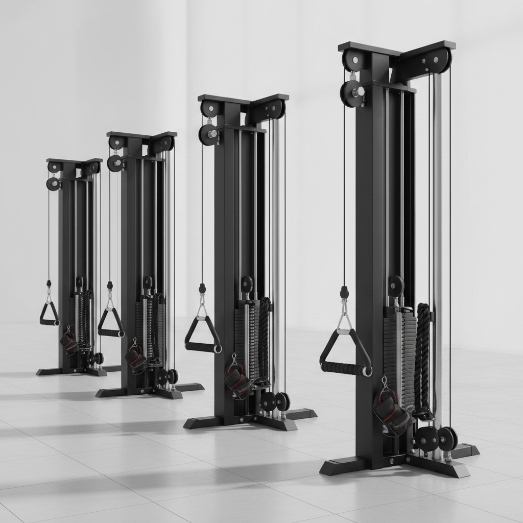 Functional trainer cable machine with adjustable pulleys for full-body workouts