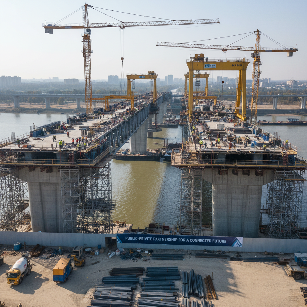 Modern infrastructure bridge construction representing public-private partnership project
