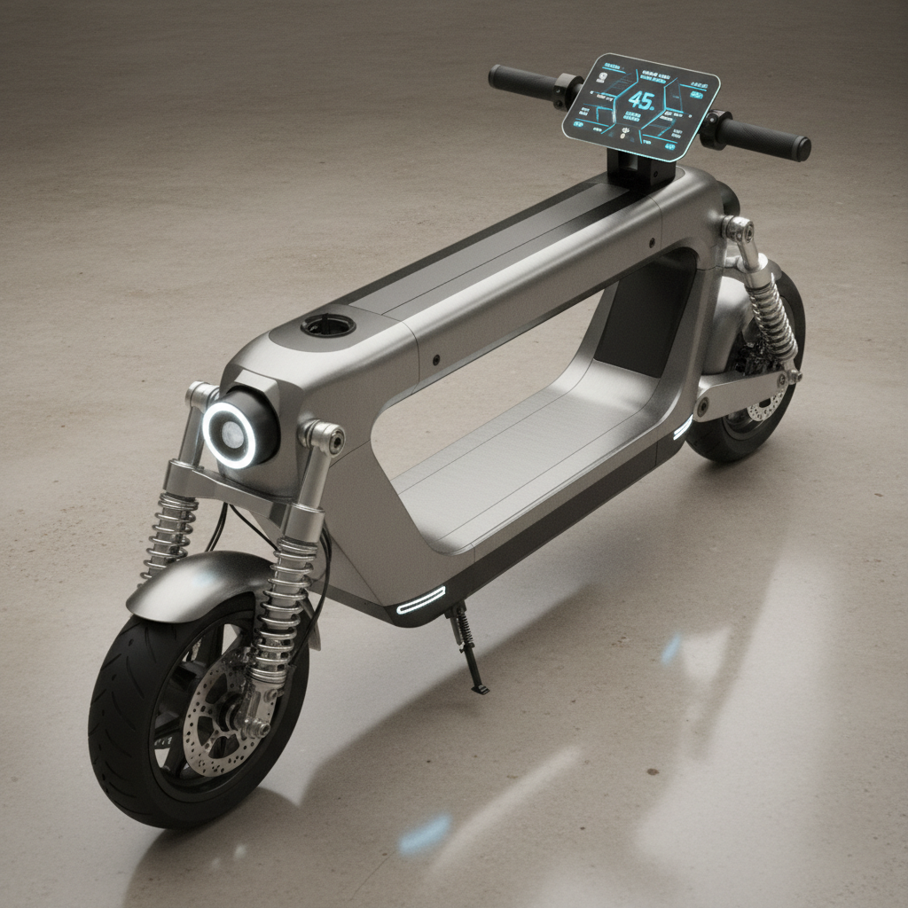 Red premium electric scooter with dual suspension and digital display