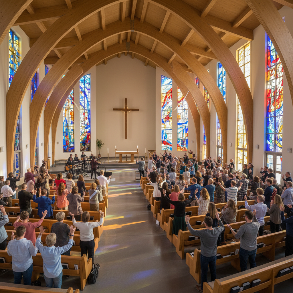 Congregation gathered for worship in a newly planted church in rural Kenya