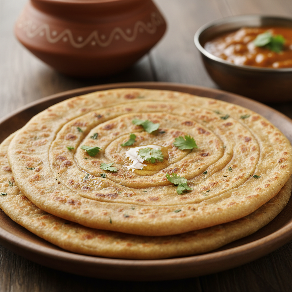 Wheat parota layered soft flatbread made with whole wheat flour