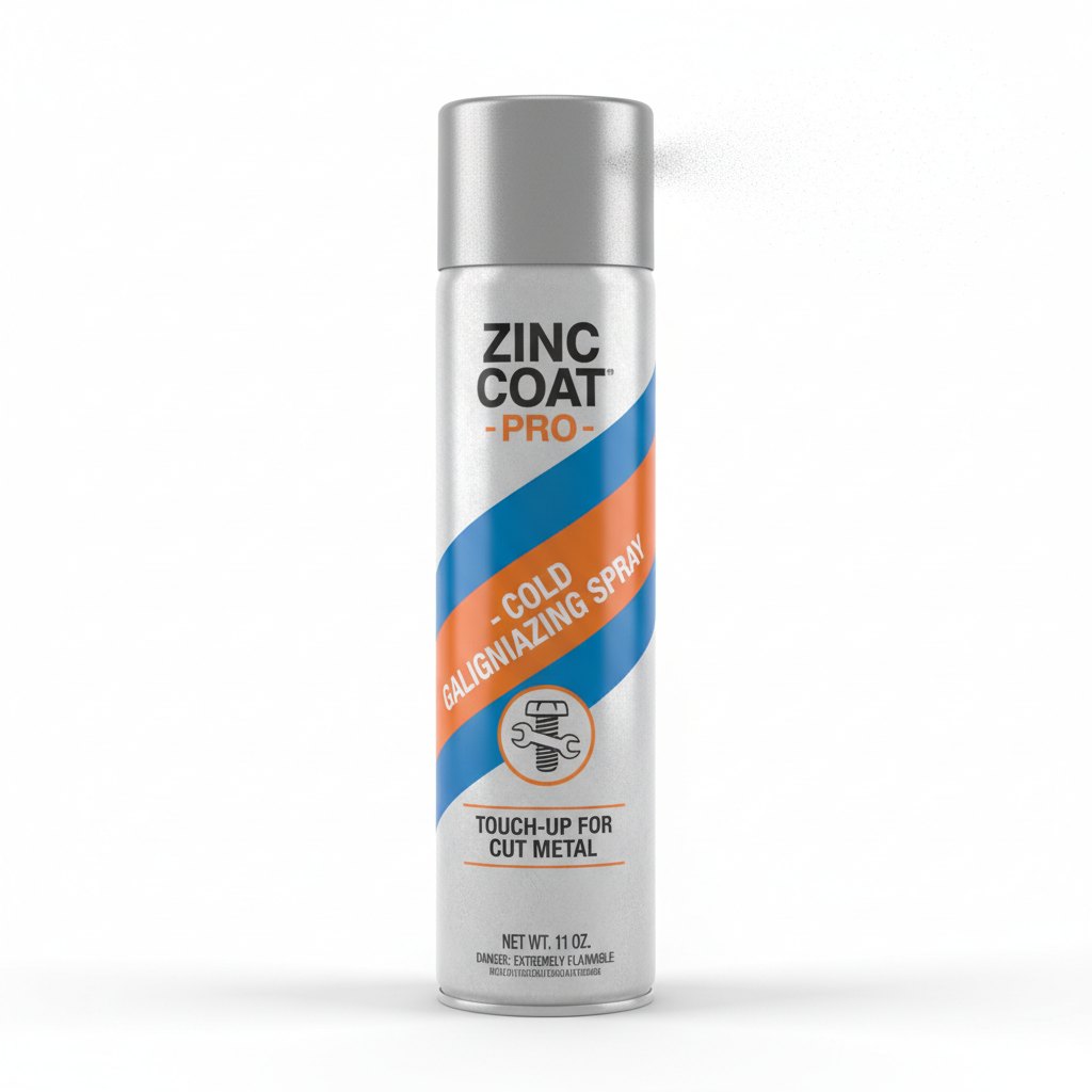 Cold galvanizing spray can for touching up cut metal hardware