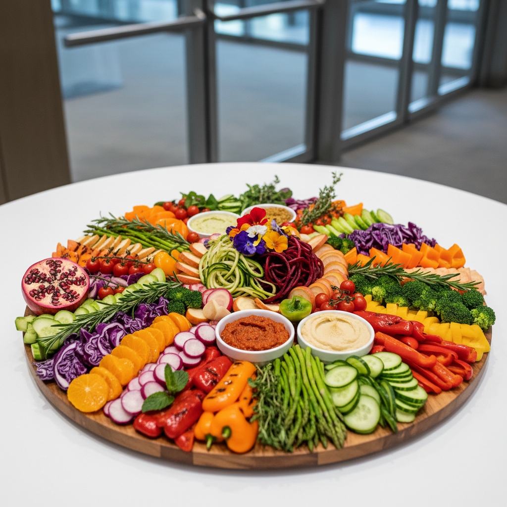 Elegant plant-based platter arranged for a corporate event