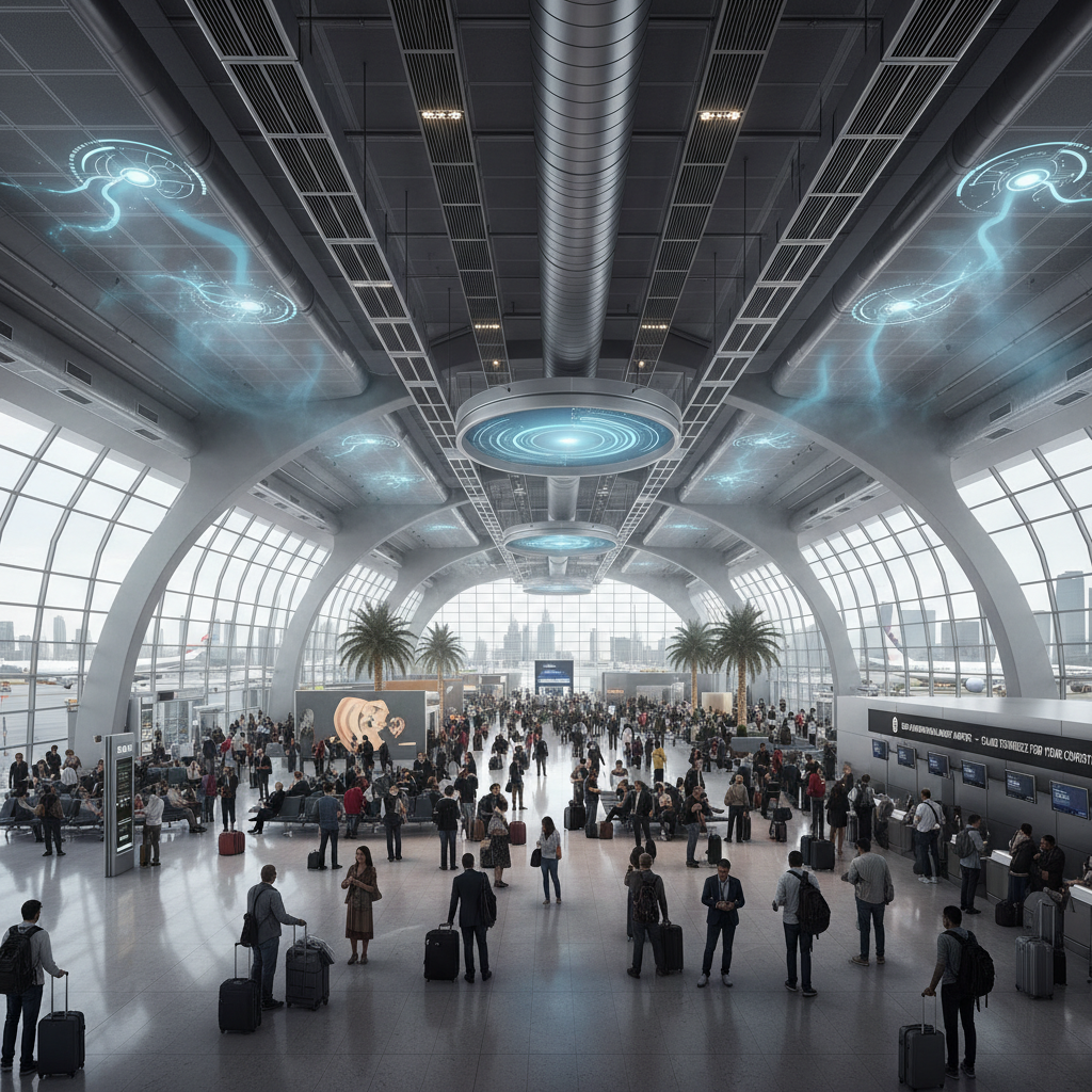 Dubai International Airport terminal with advanced HVAC climate control systems handling high passenger traffic