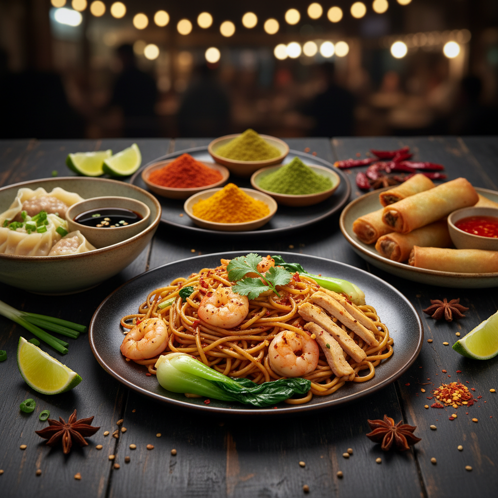 Colorful Mexican street food close-up, vibrant fresh ingredients, bold colors on dark background, appetizing food photography