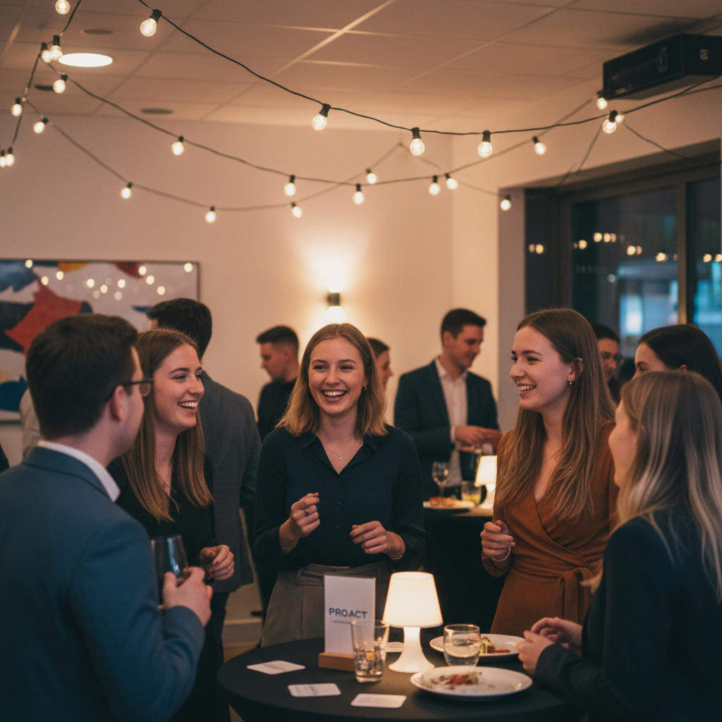 Young professionals networking at a corporate event