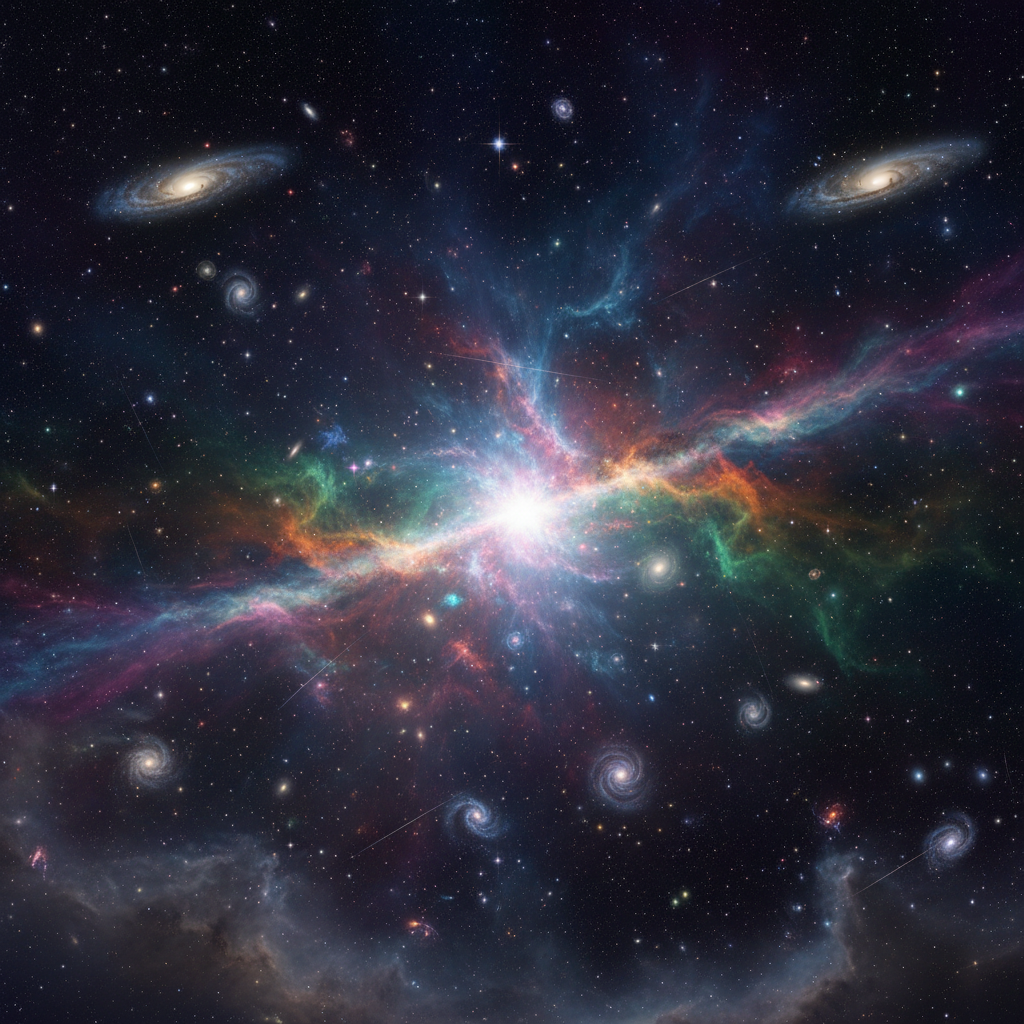 Cosmic space scene with galaxy and stars