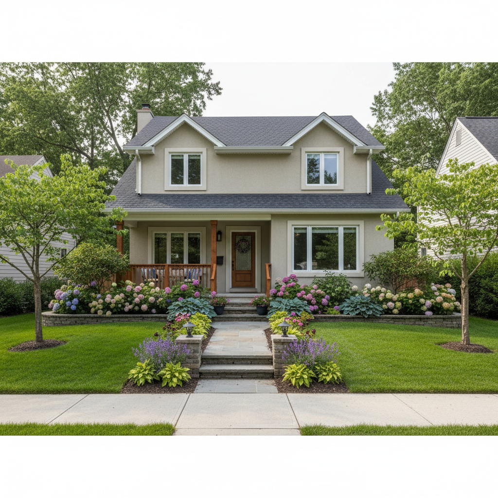 Residential house with a front yard