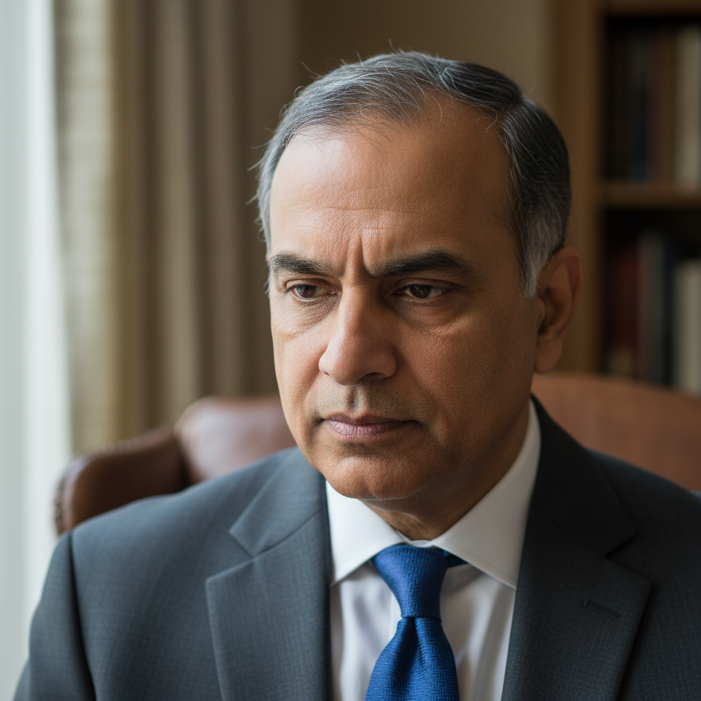 Rajan Mehta, professional headshot, South Asian man in business casual, analytical thoughtful expression, bright background