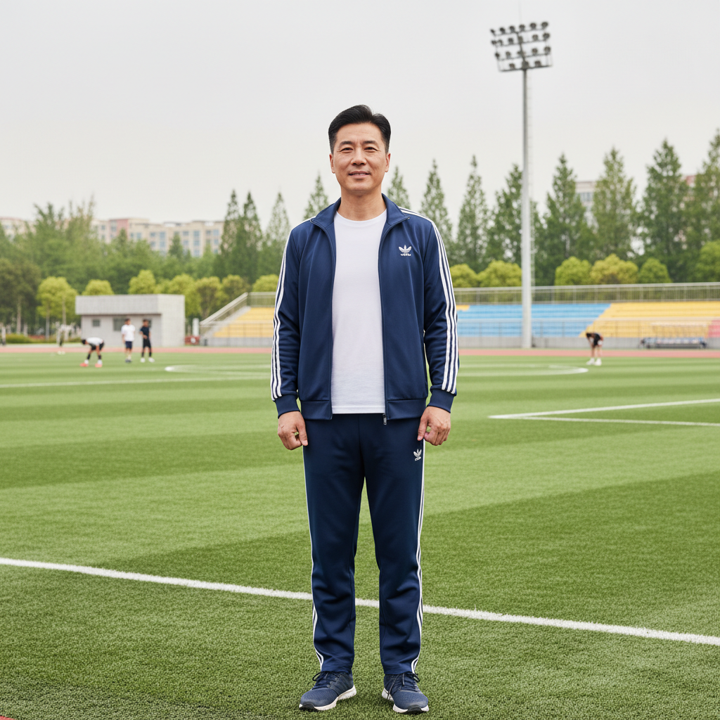 Yuki Tanaka, middle-aged East Asian man in coaching attire