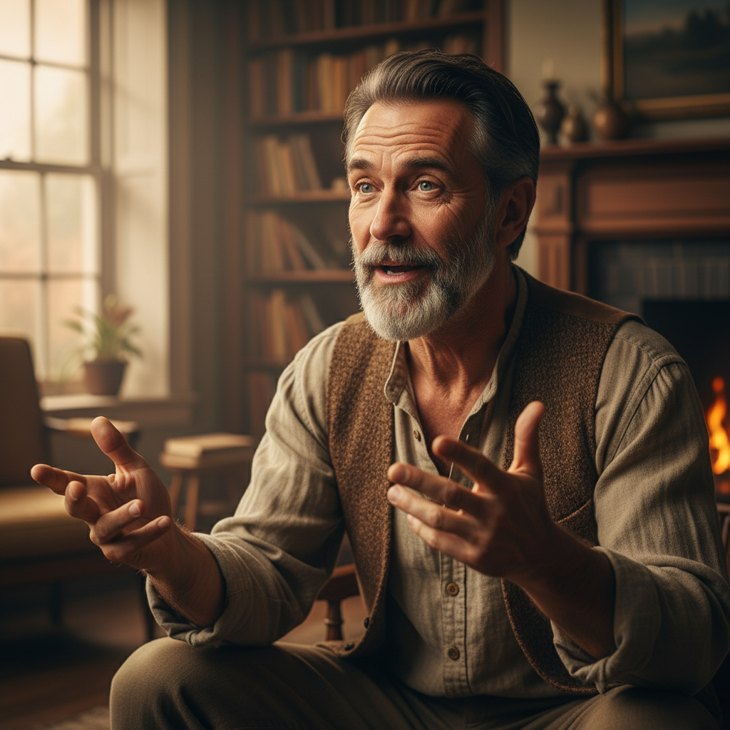Storyteller being interviewed for documentary series