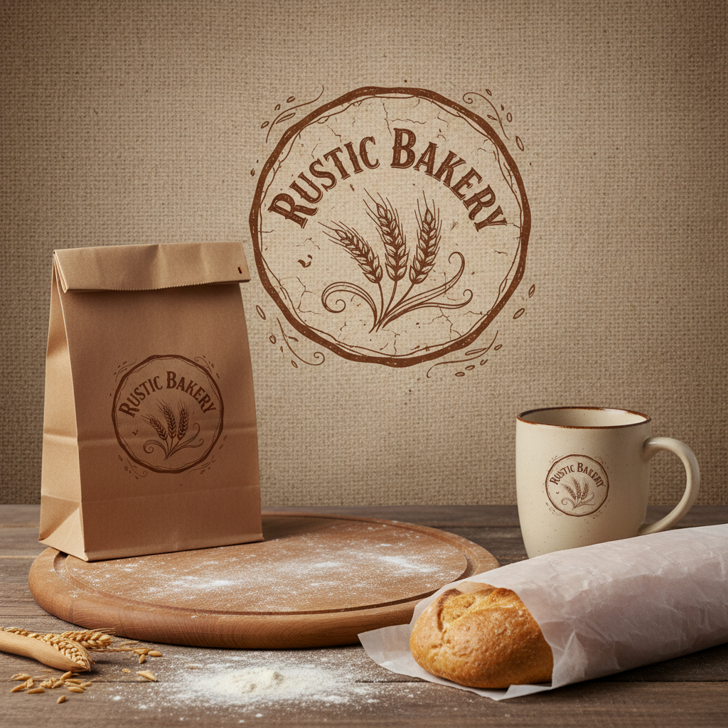 Bäckerei-Website mit warmen Holztönen, Brotlaib-Produktfotografie auf hellem Hintergrund, ruhige Typografie