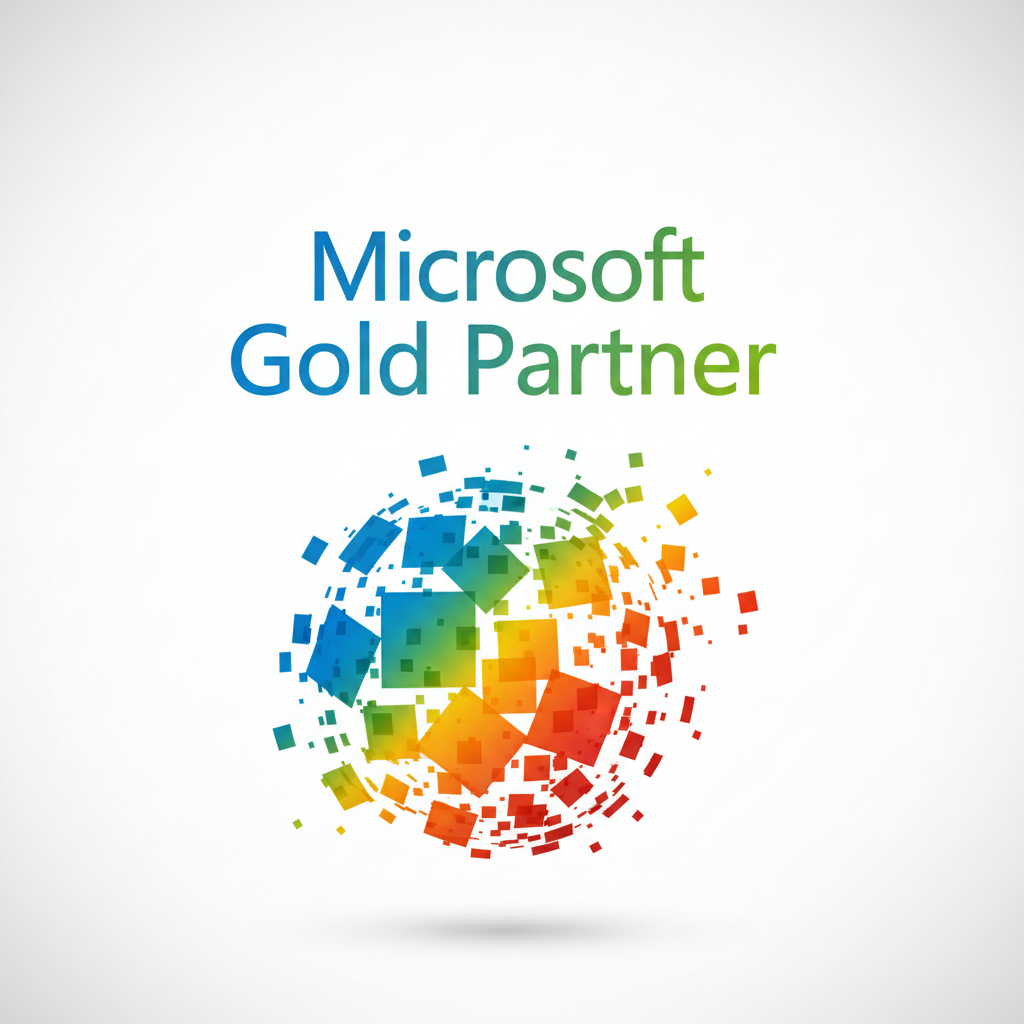 Microsoft Gold Partner certification logo with colorful squares representing partnership level