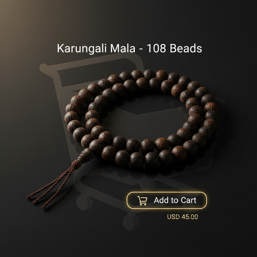 Karungali Mala 108 bead necklace for combo deal on dark background
